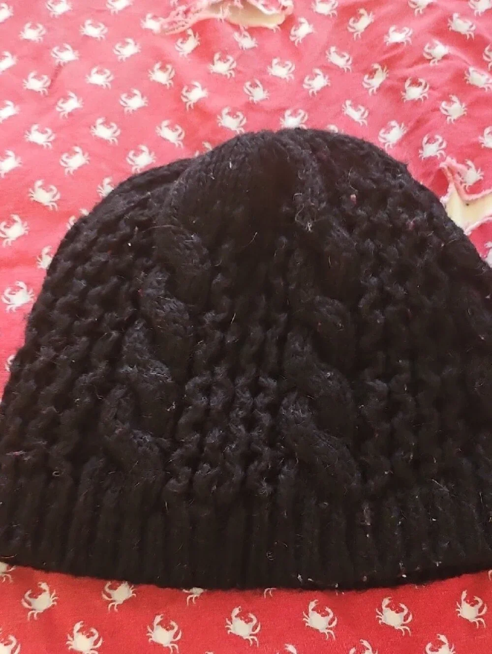 The North Face Black Cable-Knit Fold-Over Beanie